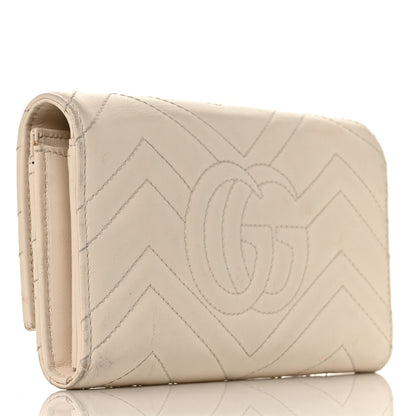 Gucci Calfskin Matelasse GG Marmont Continental Wallet Mystic White 3 of 10