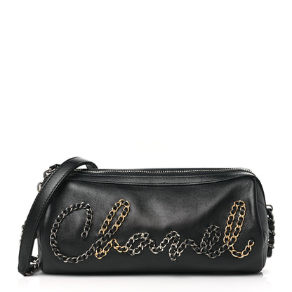 Chanel Calfskin Chain 20s Signature Bowling Bag Black 1 of 10