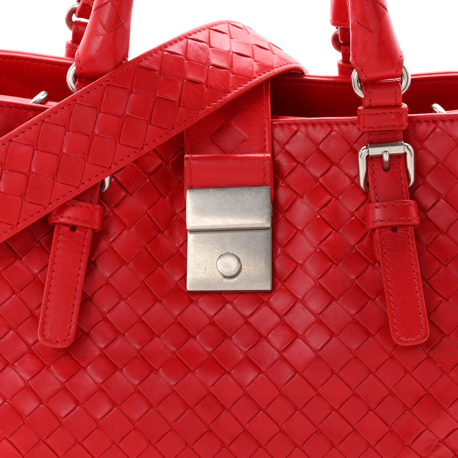 Bottega Veneta Nappa Intrecciato Small Roma Tote Red 9 of 11