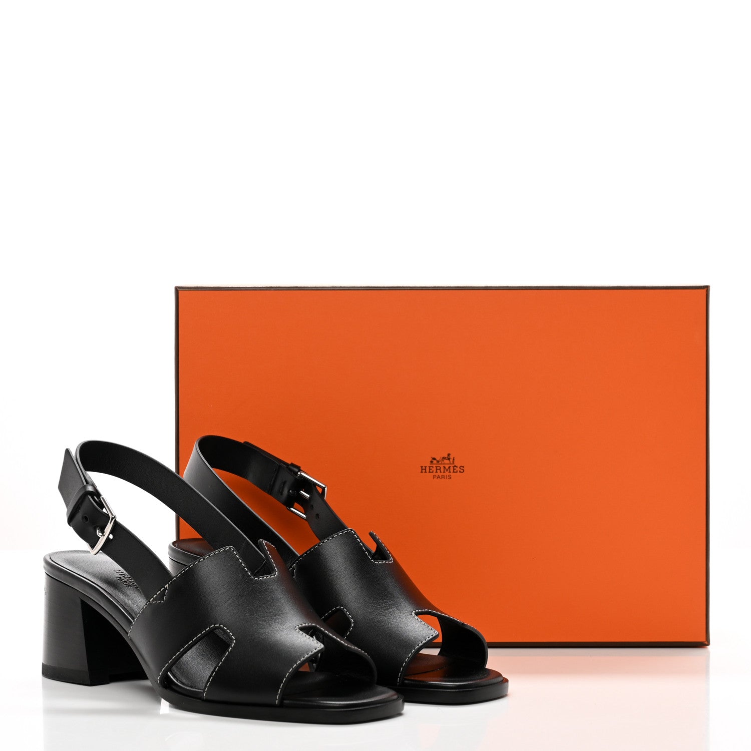 Hermes Calfskin Elbe 60 Sandals 37 Black 12 of 12
