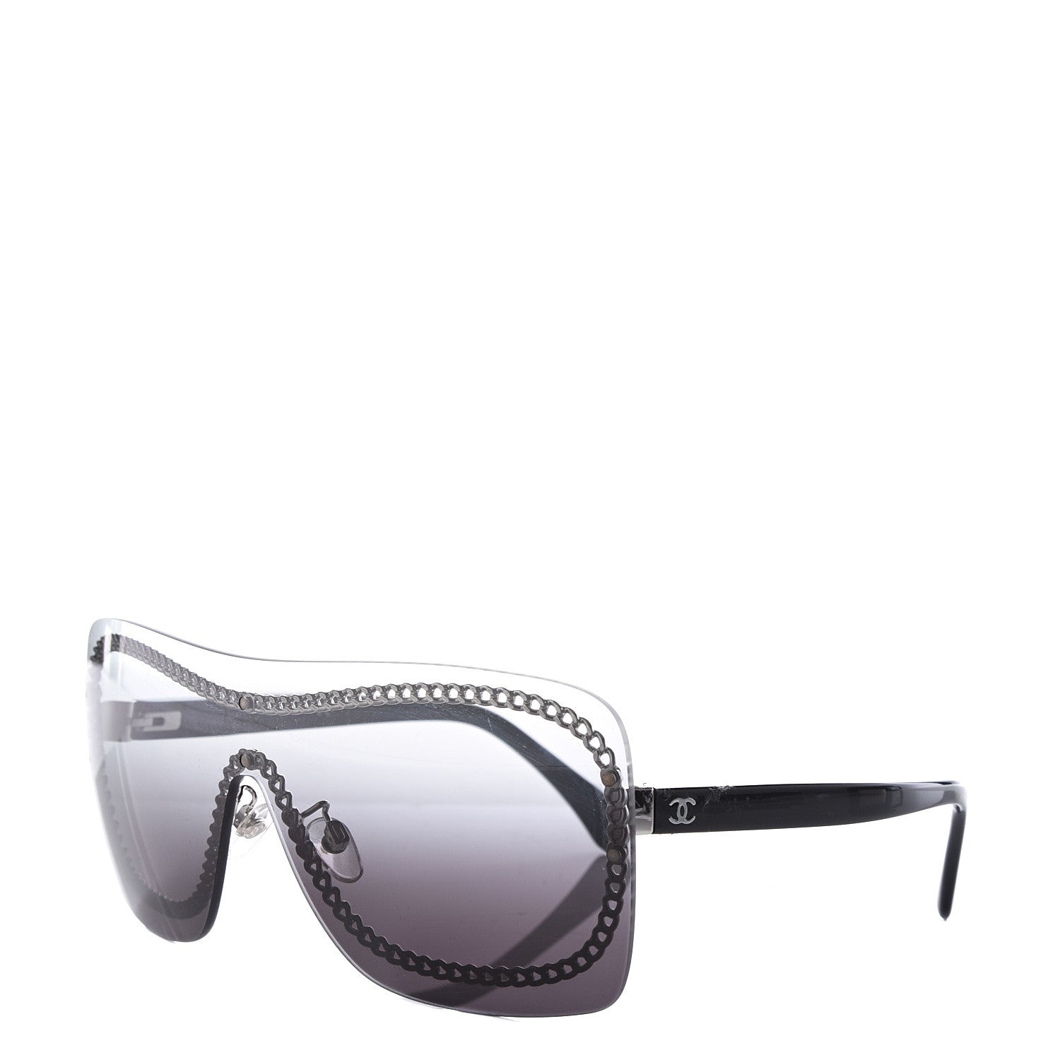 Chanel Rimless Shield Sunglasses 4243 Gradient Gray Black 1 of 8