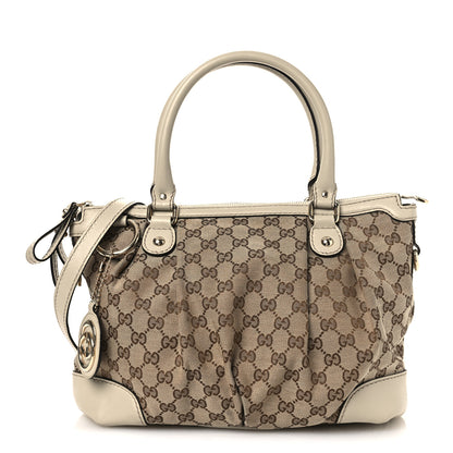 Gucci Monogram Margaux Calfskin Medium Sukey Top Handle Bag Beige Ebony Mystic White 1 of 12