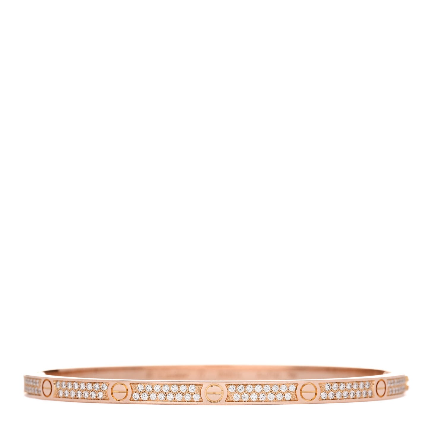 18K Pink Gold Diamond Small LOVE Paved Bracelet 17