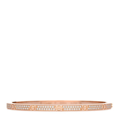 Cartier 18K Pink Gold Diamond Small LOVE Paved Bracelet 17 1 of 8