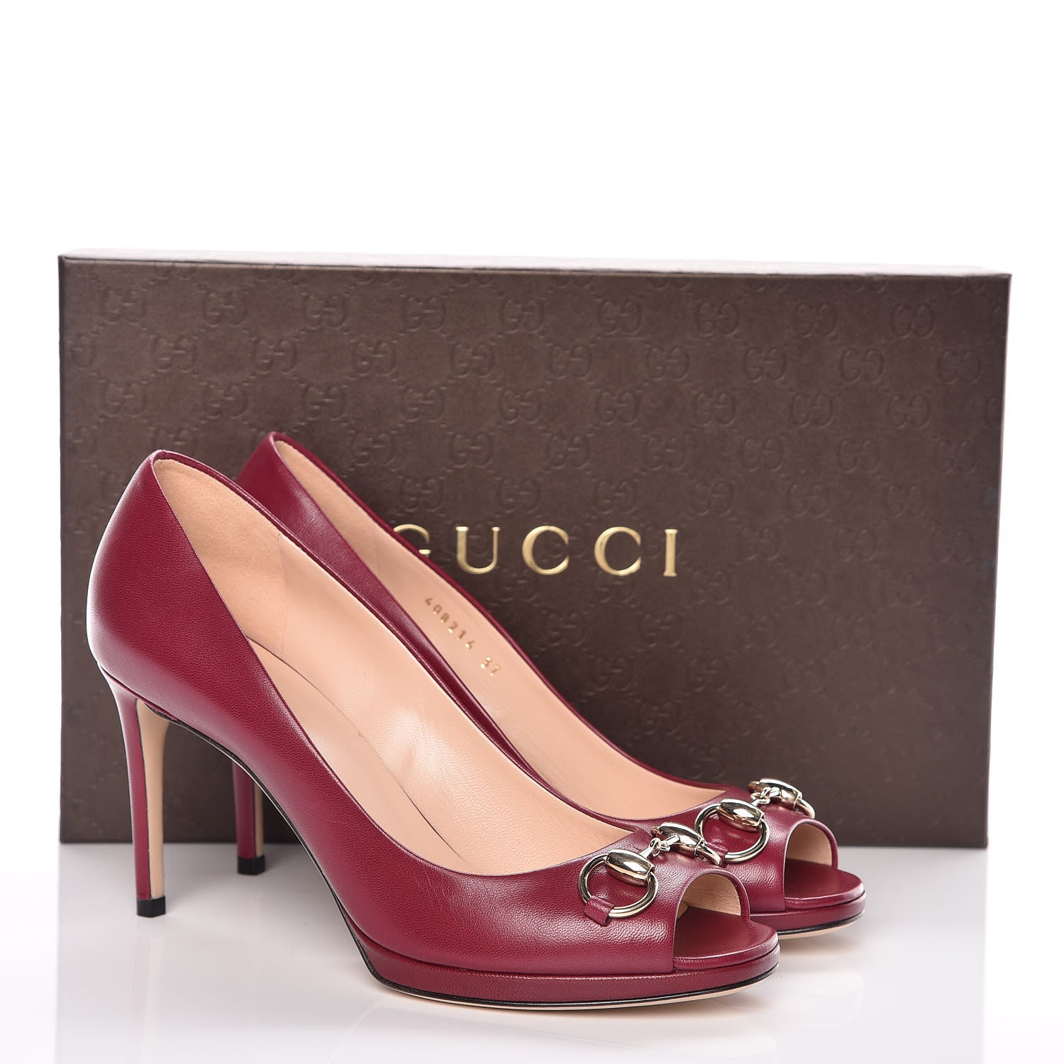 Gucci Malaga Kid Horsebit Peep Toe Pumps 37 Raspberry Sorbet 9 of 9