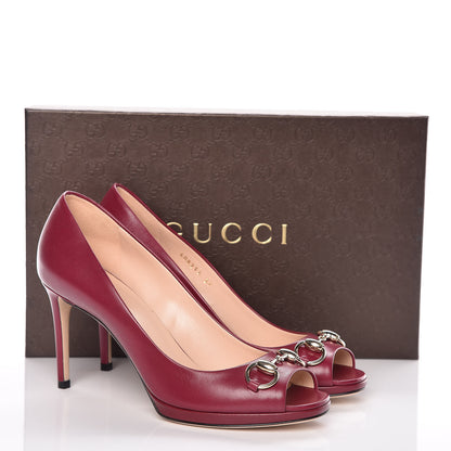 Gucci Malaga Kid Horsebit Peep Toe Pumps 37 Raspberry Sorbet 9 of 9