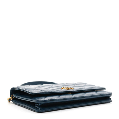 Chanel Goatskin Quilted Chanel 19 Wallet On Chain WOC Blue 4 of 12