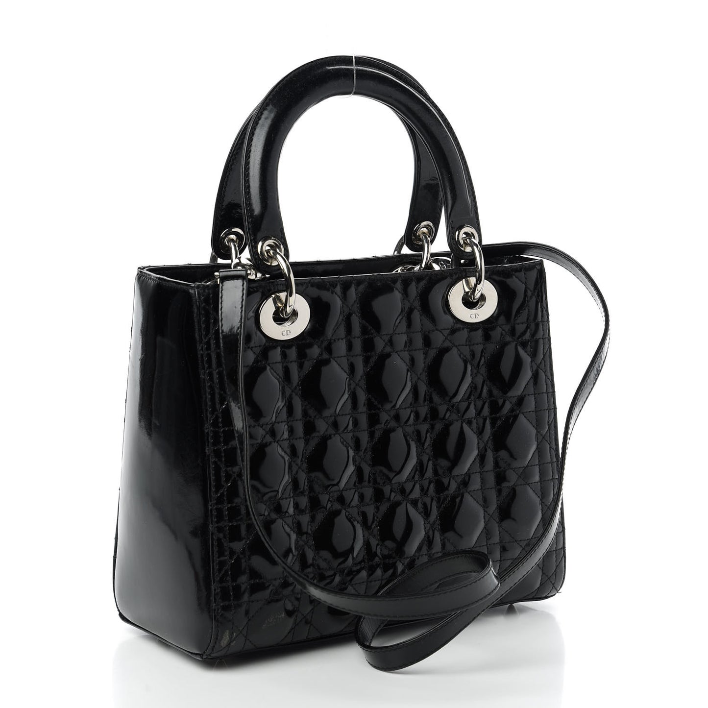 Patent Cannage Medium Lady Dior Black