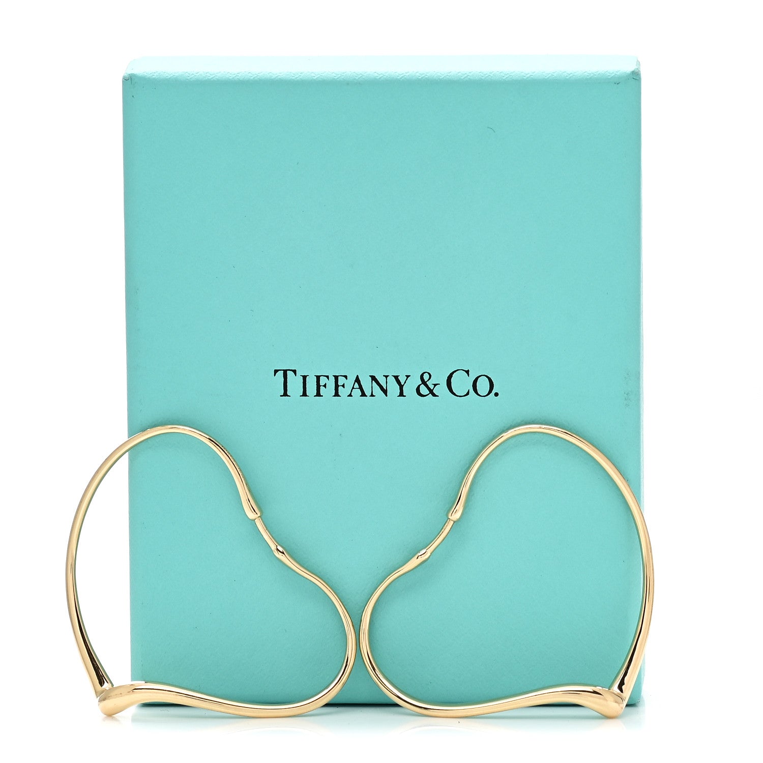 Tiffany 18K Yellow Gold Medium Elsa Peretti Open Heart Hoop Earrings 5 of 5