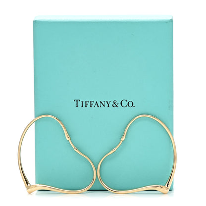 Tiffany 18K Yellow Gold Medium Elsa Peretti Open Heart Hoop Earrings 5 of 5