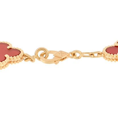 Van Cleef & Arpels 18K Yellow Gold Carnelian 5 Motifs Vintage Alhambra Bracelet 3 of 4