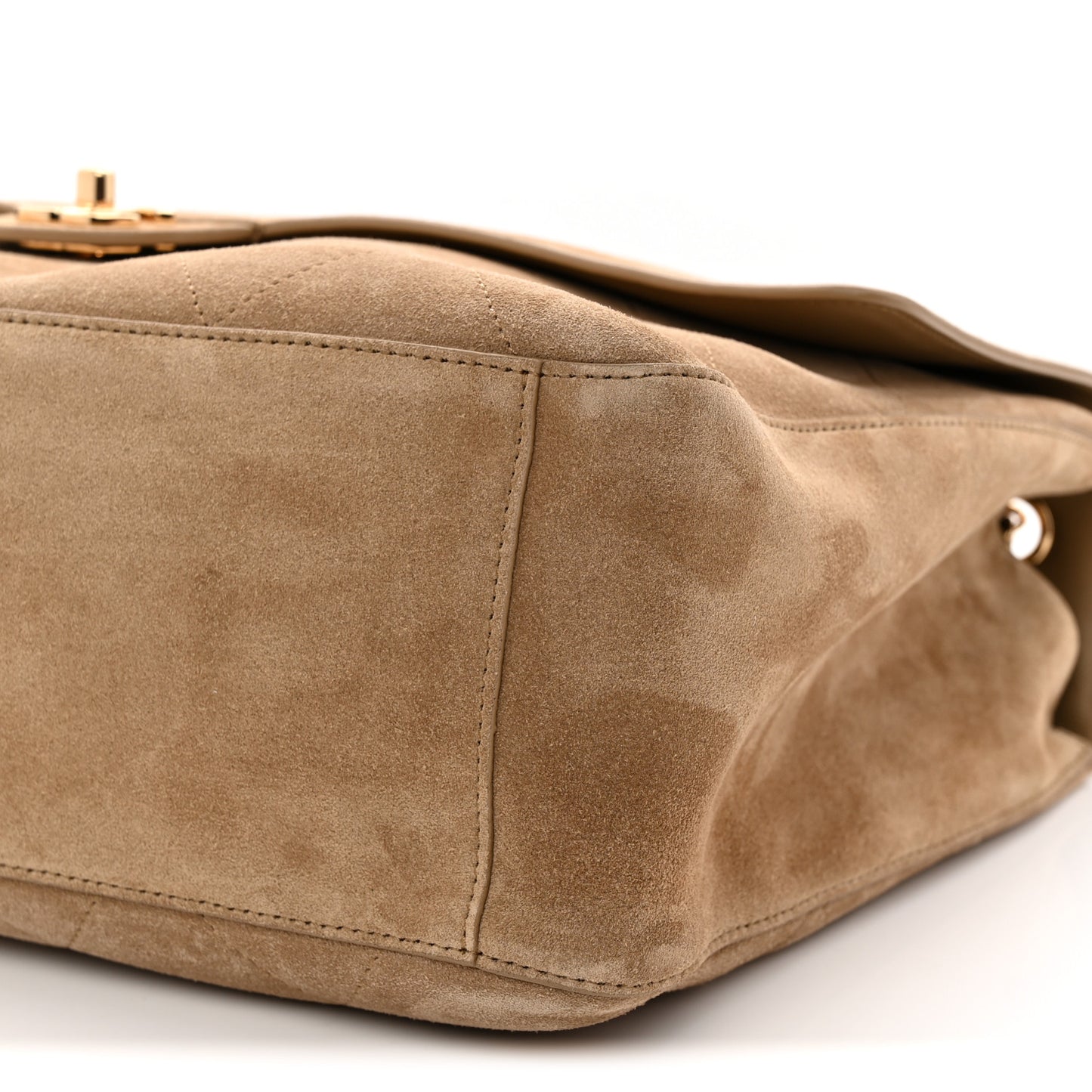 Suede Calfskin Souplissimo Maxi Flap Dark Beige