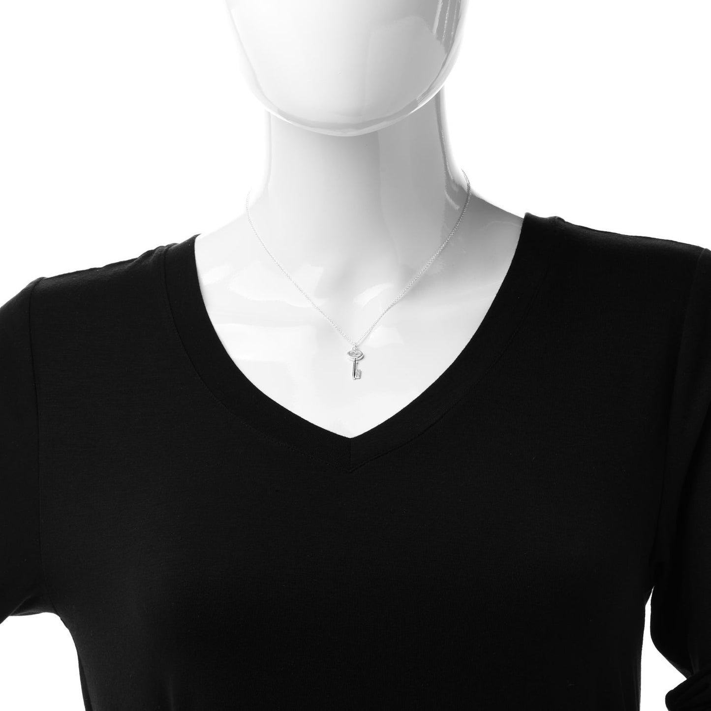 Sterling Silver Mini Oval Key Pendant Necklace