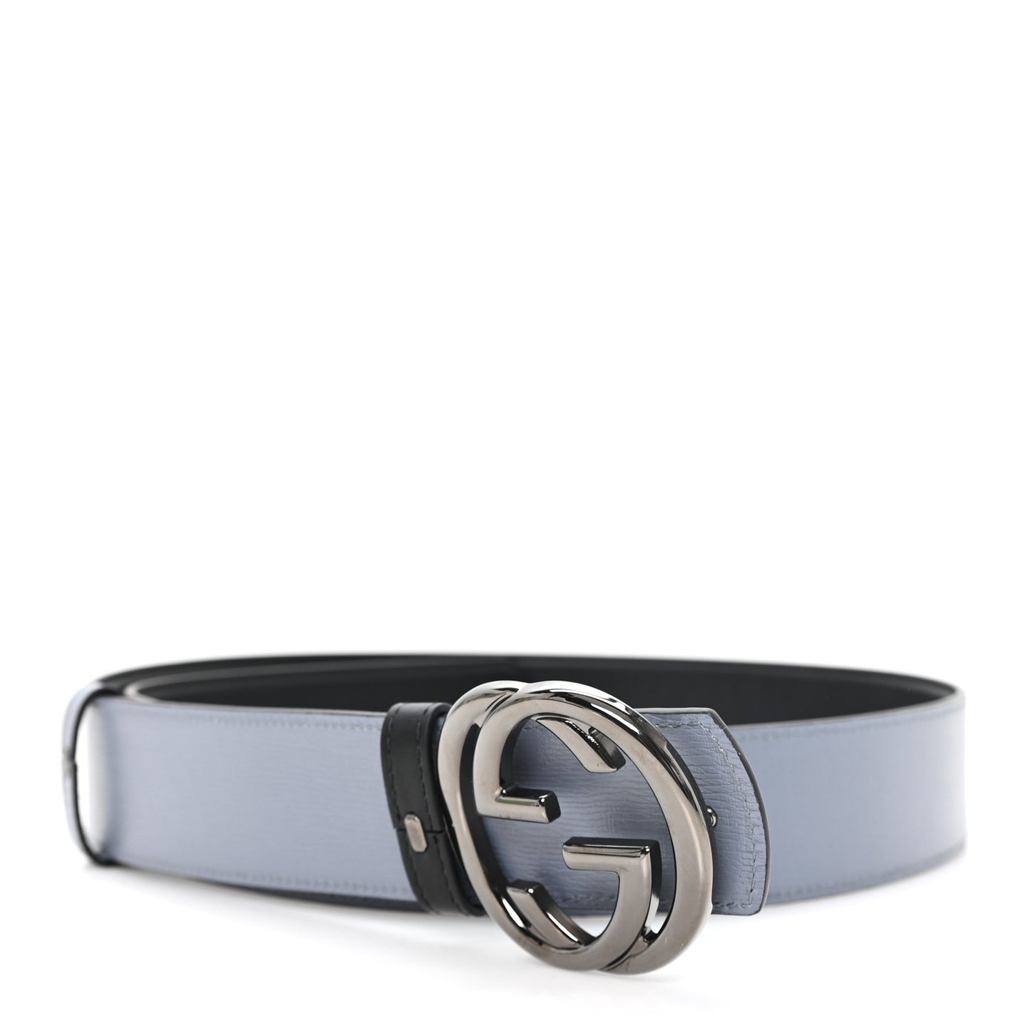 Calfskin Interlocking G Reversible 37mm Belt 105 42 Black Grey