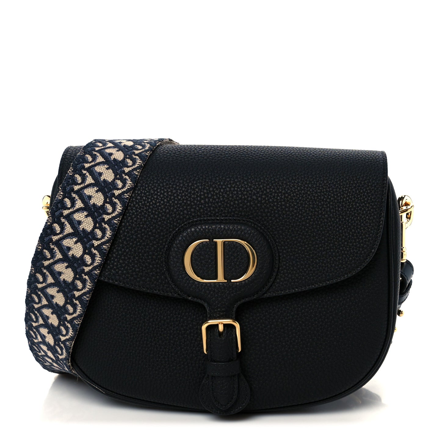 Grained Calfskin Large Bobby Flap Black