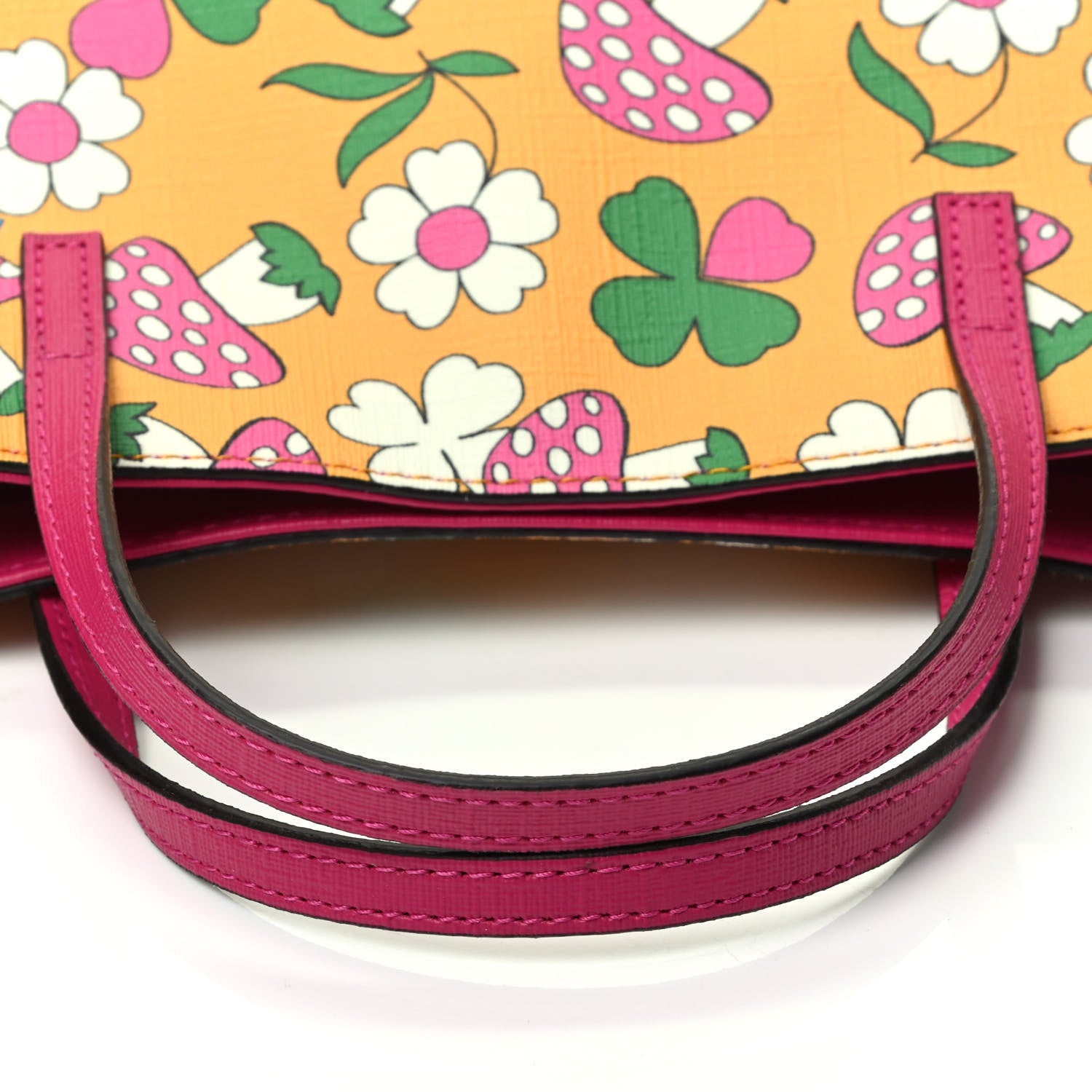 Gucci Canvas Childrens Flower Mushroom Print Tote Pink Yellow 9 of 9