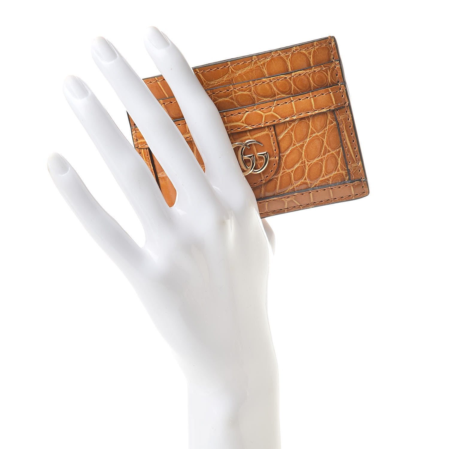 Gucci Crocodile GG Ophidia Card Holder Cognac 2 of 7