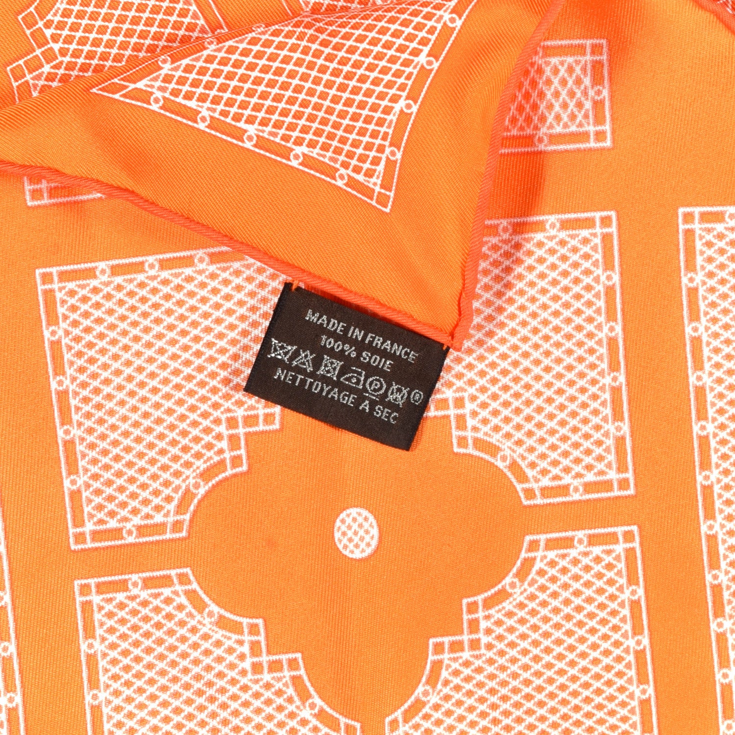 Hermes Silk Gavroche Sellier Pocket Square Scarf Orange White 5 of 5
