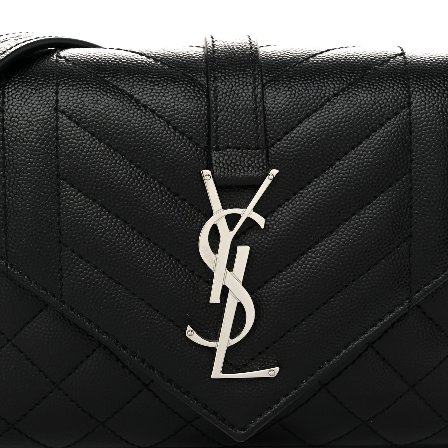 Grain De Poudre Textured Mixed Matelasse Triquilt Small Monogram Satchel Black