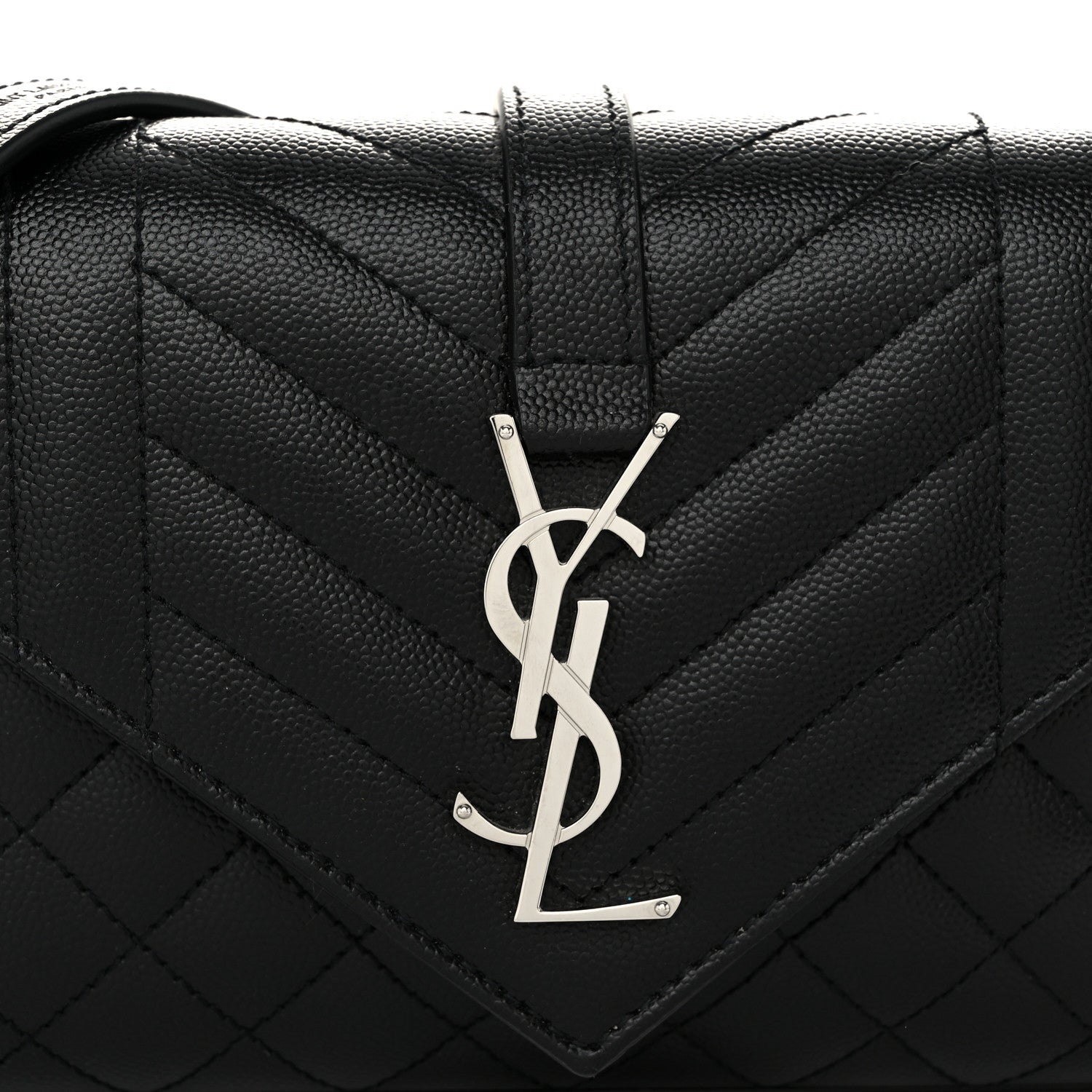 Saint Laurent Grain De Poudre Textured Mixed Matelasse Triquilt Small Monogram Satchel Black 6 of 8