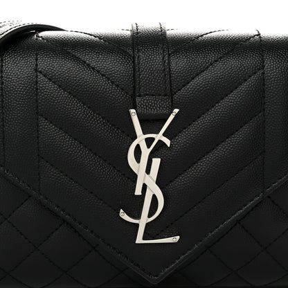 Saint Laurent Grain De Poudre Textured Mixed Matelasse Triquilt Small Monogram Satchel Black 6 of 8