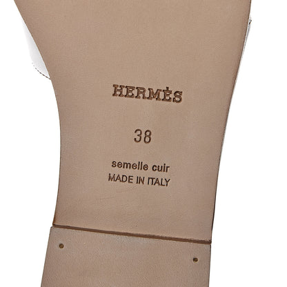 Hermes Box Calfskin Oran Sandals 38 White 6 of 8