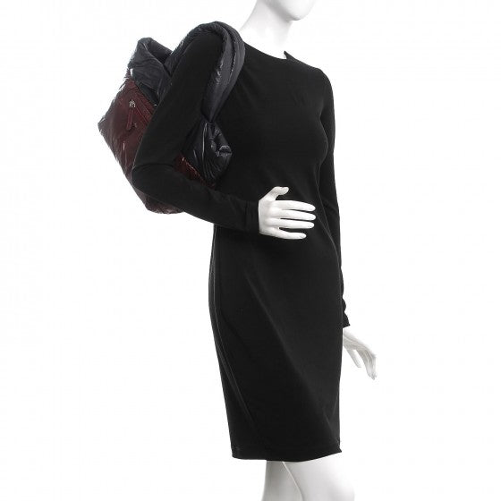 Nylon Quilted Coco Cocoon Medium Reversible Tote Black Red