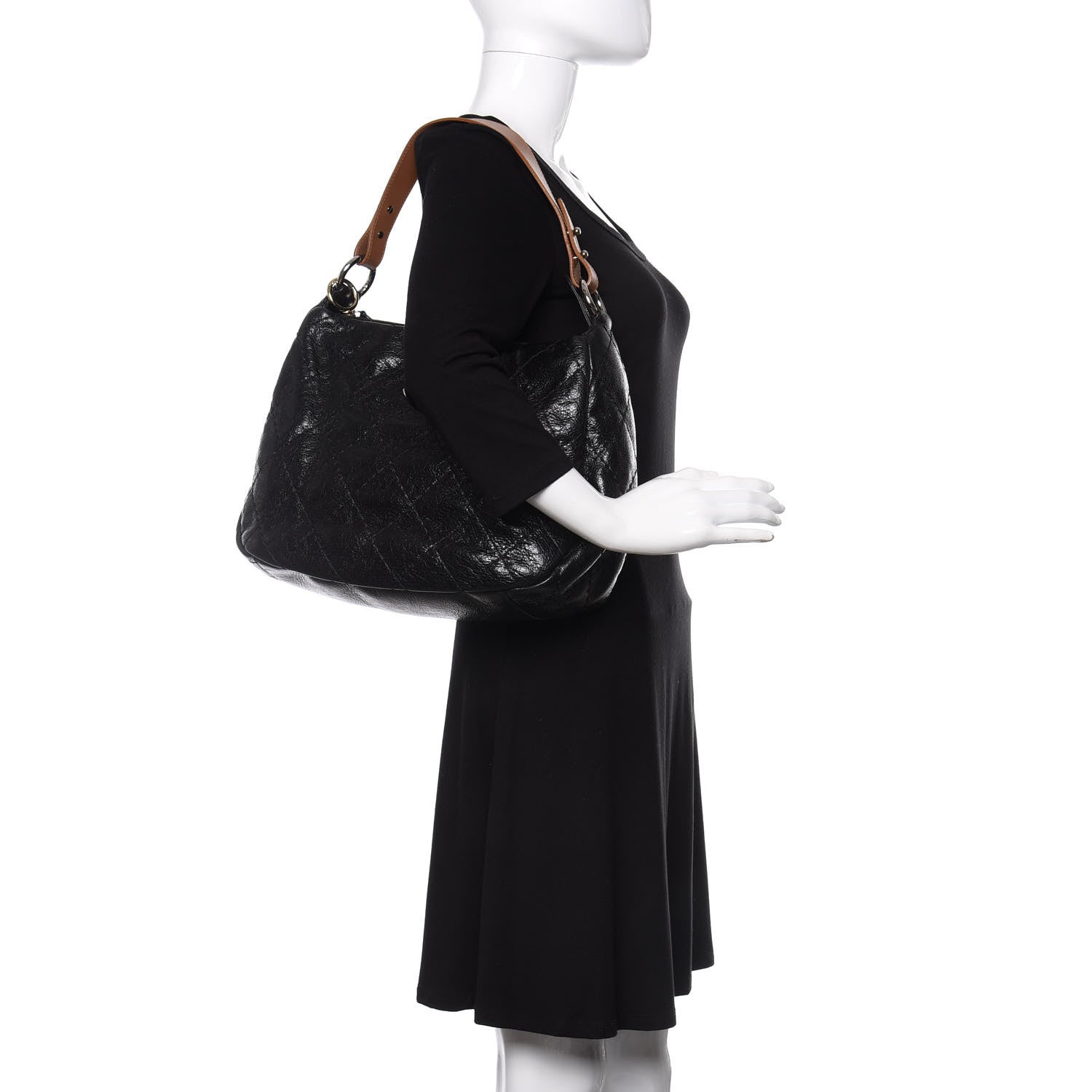 Chanel Glazed Calfskin On The Road Hobo Black 2 of 10
