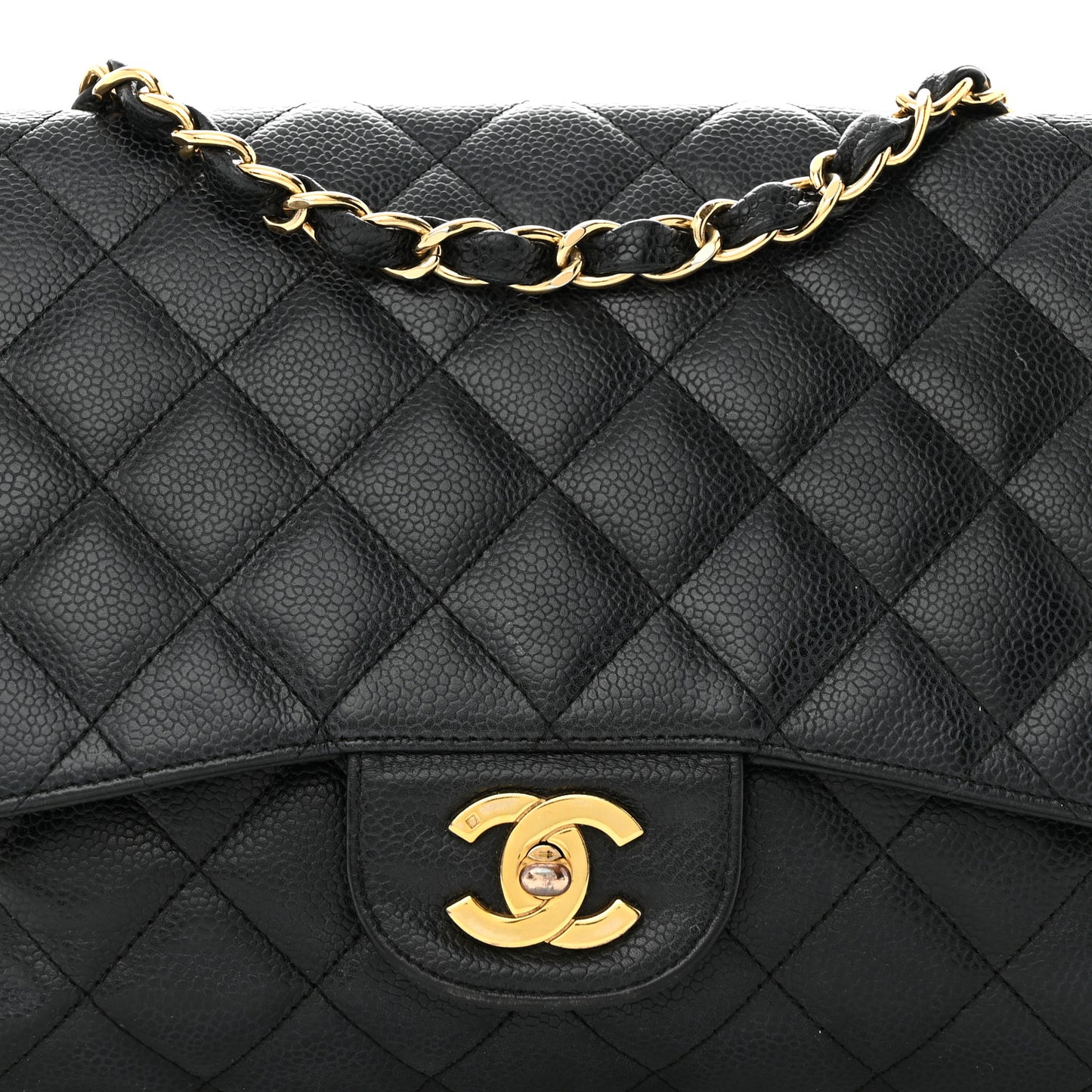 Caviar Quilted Jumbo Single Flap Navy