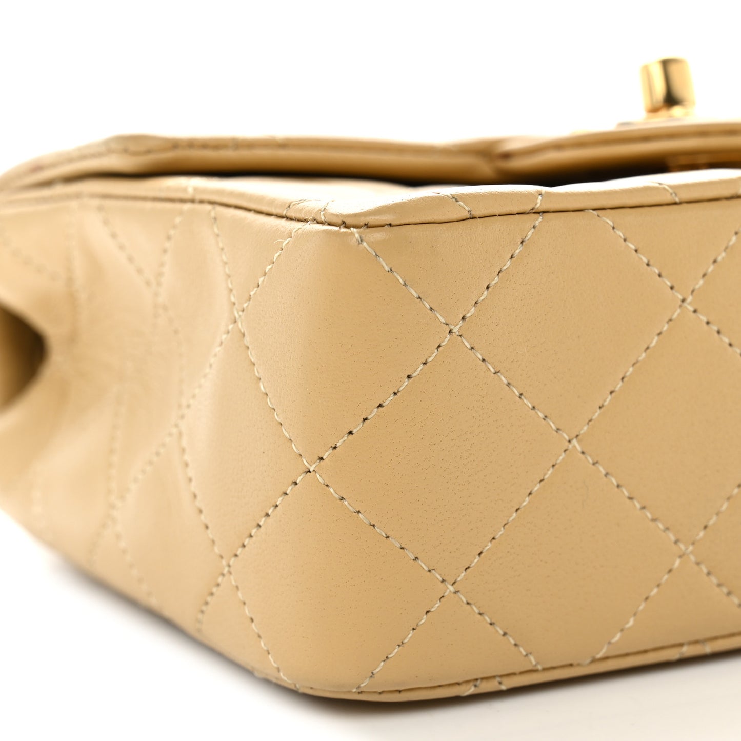 Lambskin Quilted Mini Square Flap Beige