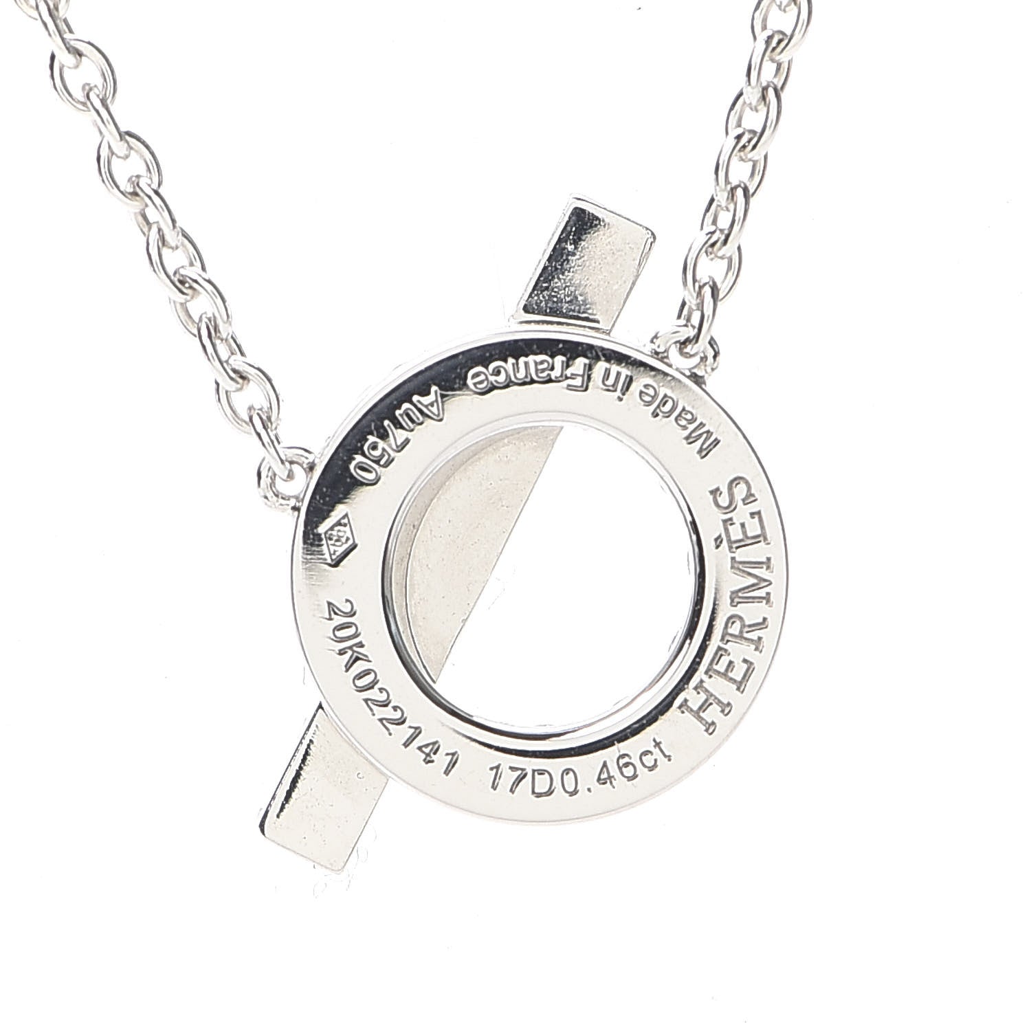 Hermes 18K White Gold Diamond Finesse Pendant Necklace 5 of 6