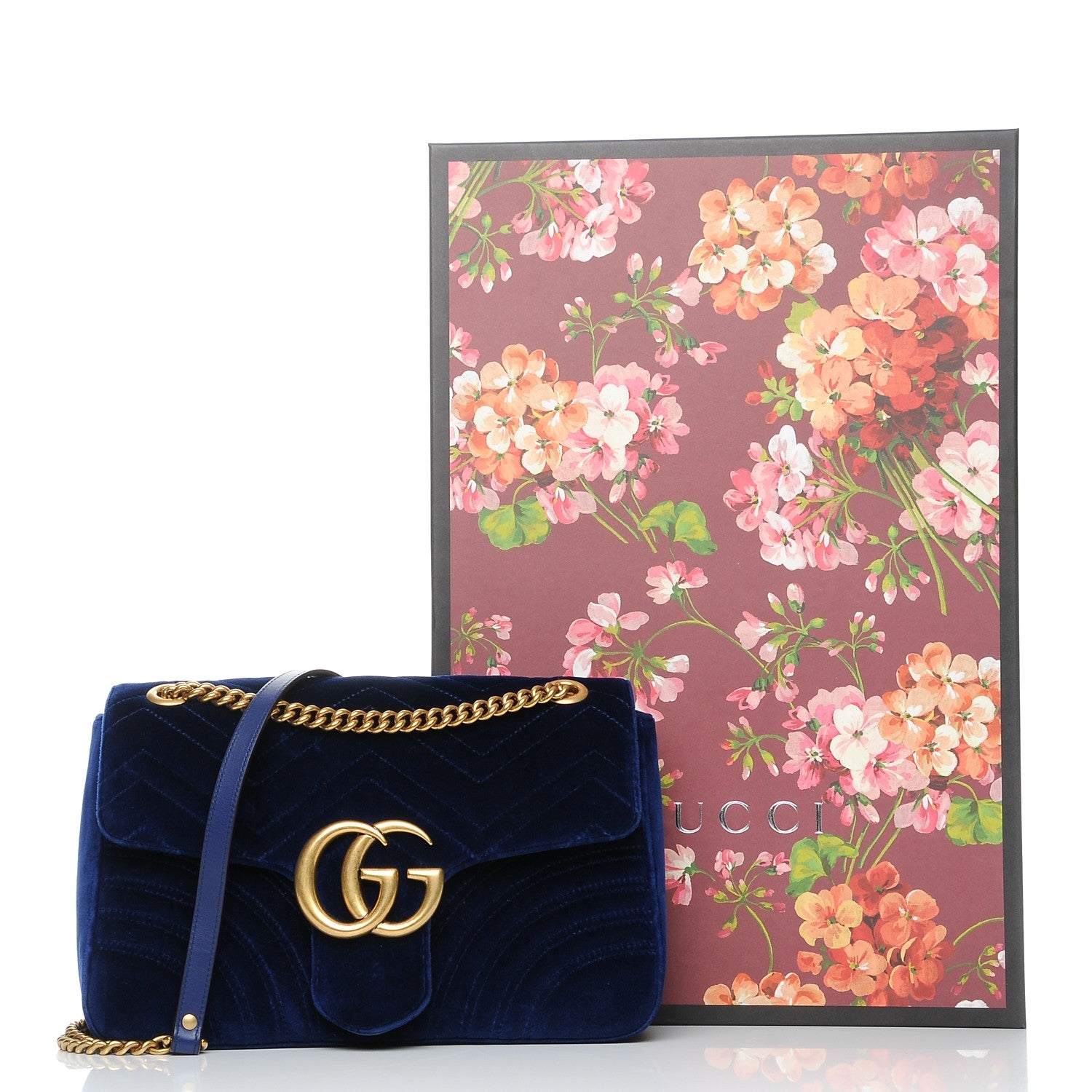 Gucci Velvet Matelasse Medium GG Marmont Shoulder Bag Cobalt Blue 8 of 8