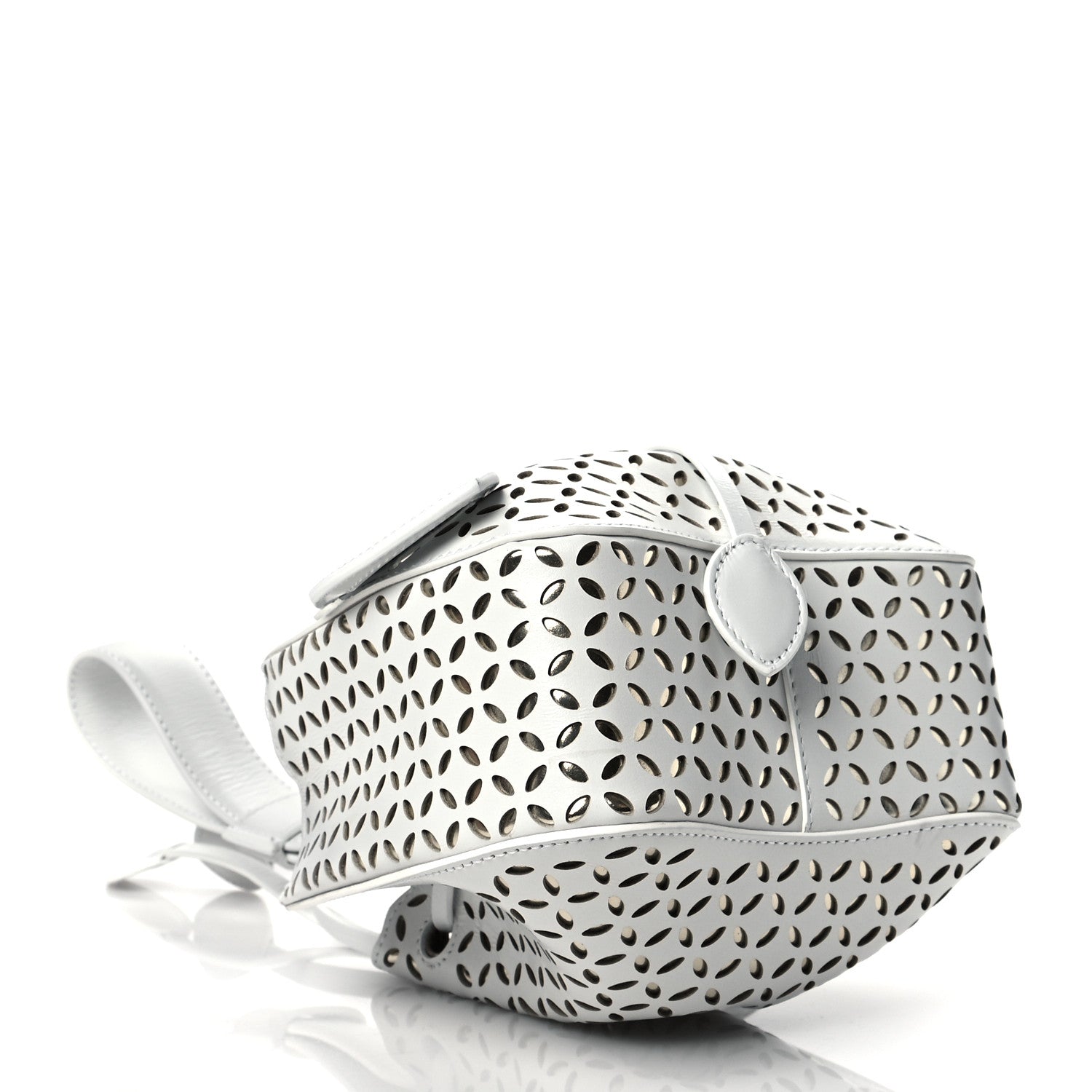 Alaia Calfskin Laser Cut Rose-Marie 19 Bag White 3 of 8