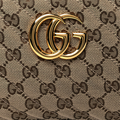 Gucci Monogram Matelasse Diagonal Small GG Marmont Chain Shoulder Bag Beige Black 9 of 11