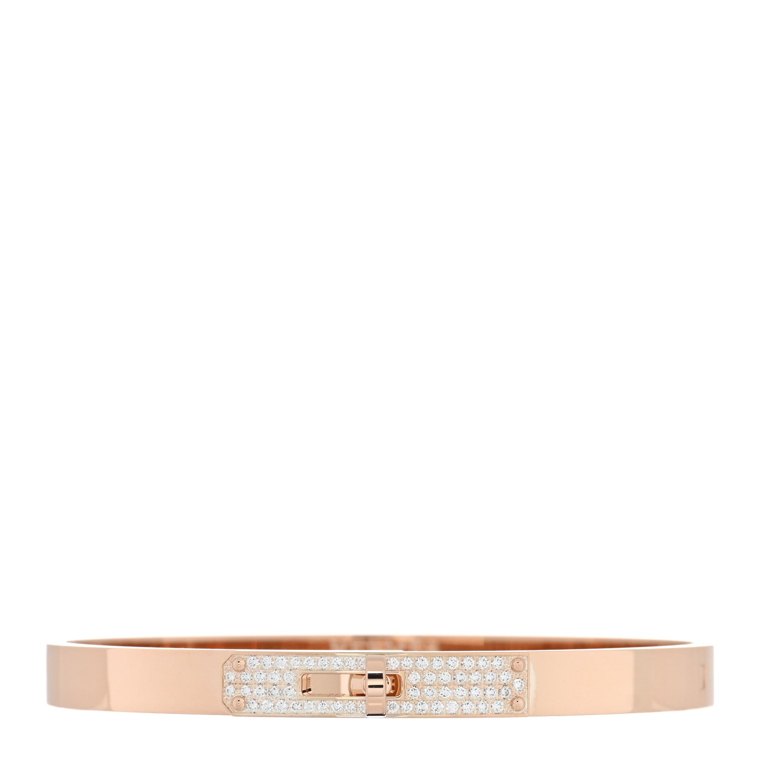 Hermes 18K Rose Gold Diamond PM Kelly Pave Bracelet SH 1 of 4