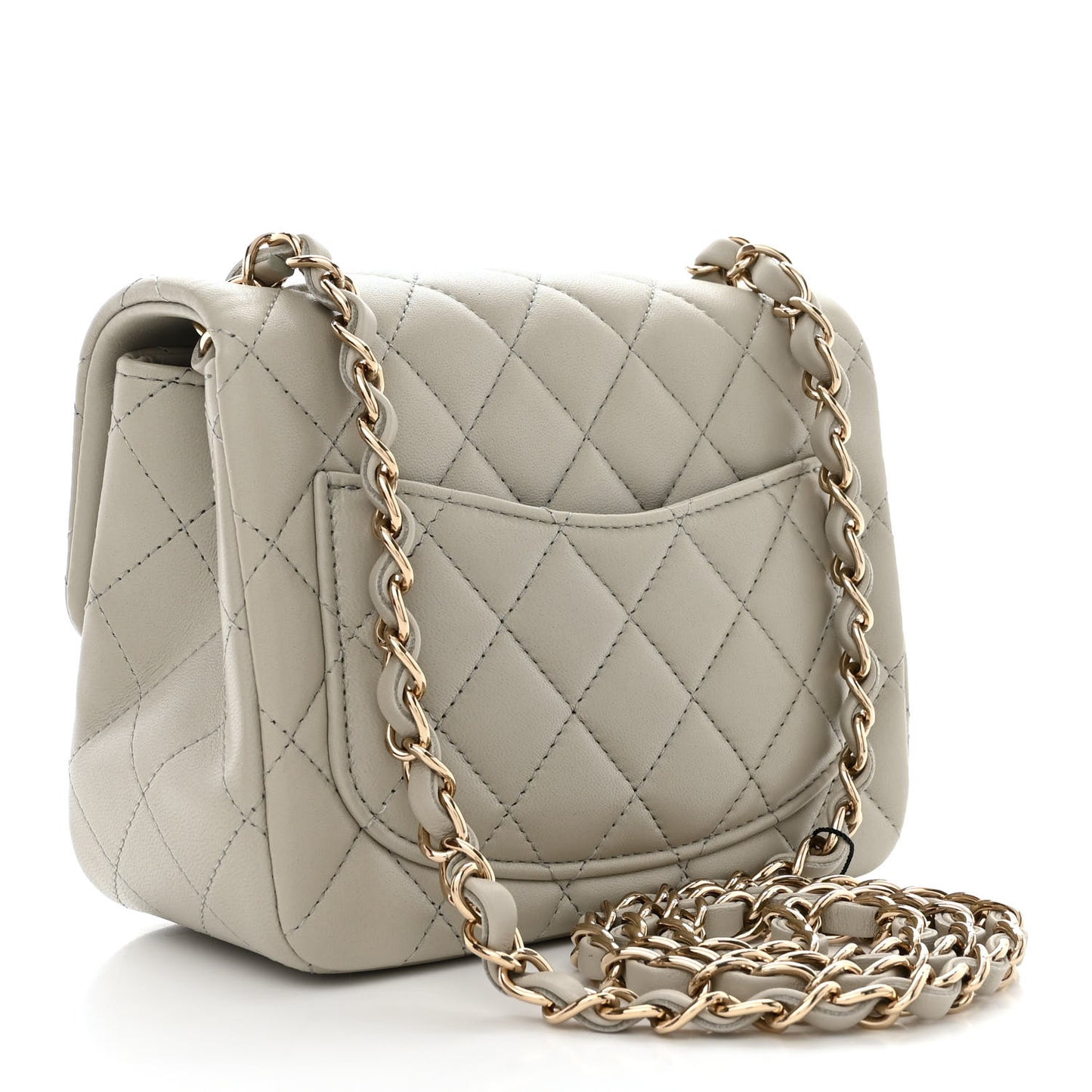 Lambskin Quilted Mini Square Flap Grey