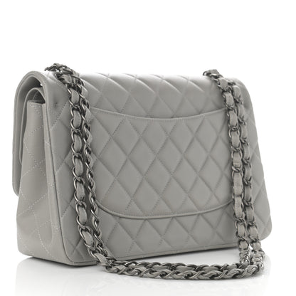 Chanel Lambskin Quilted Jumbo Double Flap Grey 3 of 15