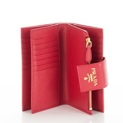 Prada Saffiano Metal Tab Wallet Fuoco 5 of 6