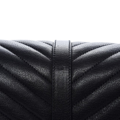 Saint Laurent Sheepskin Matelasse Chevron Monogram Medium College Bag Black 9 of 9