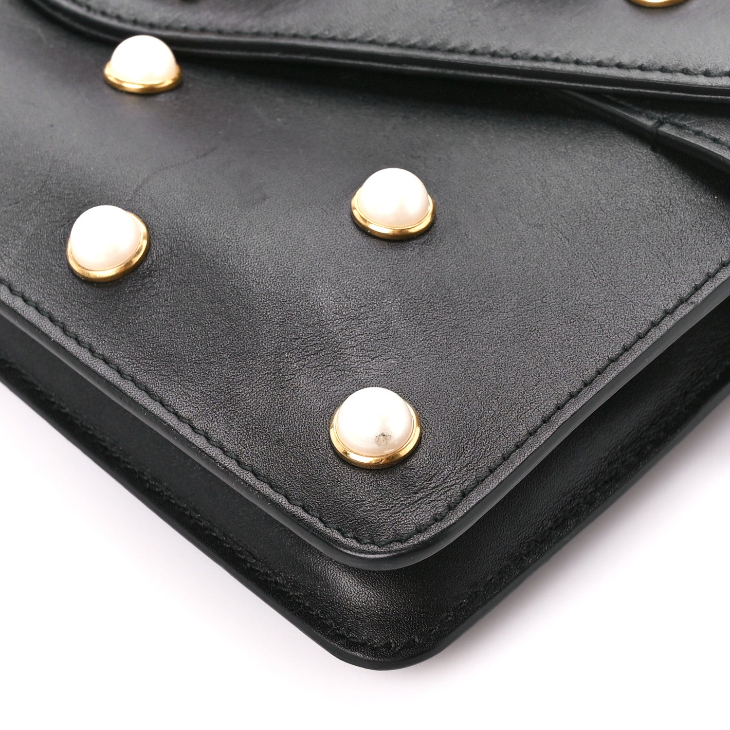 Gucci Nappa Pearl Studded Mini Queen Margaret Broadway Shoulder Bag Black 11 of 11
