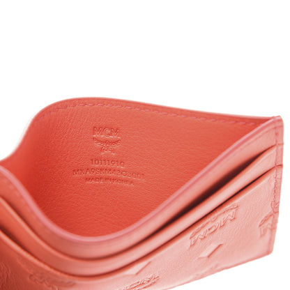 MCM Calfskin Ottomar Monogram Card Case Hot Coral 6 of 9