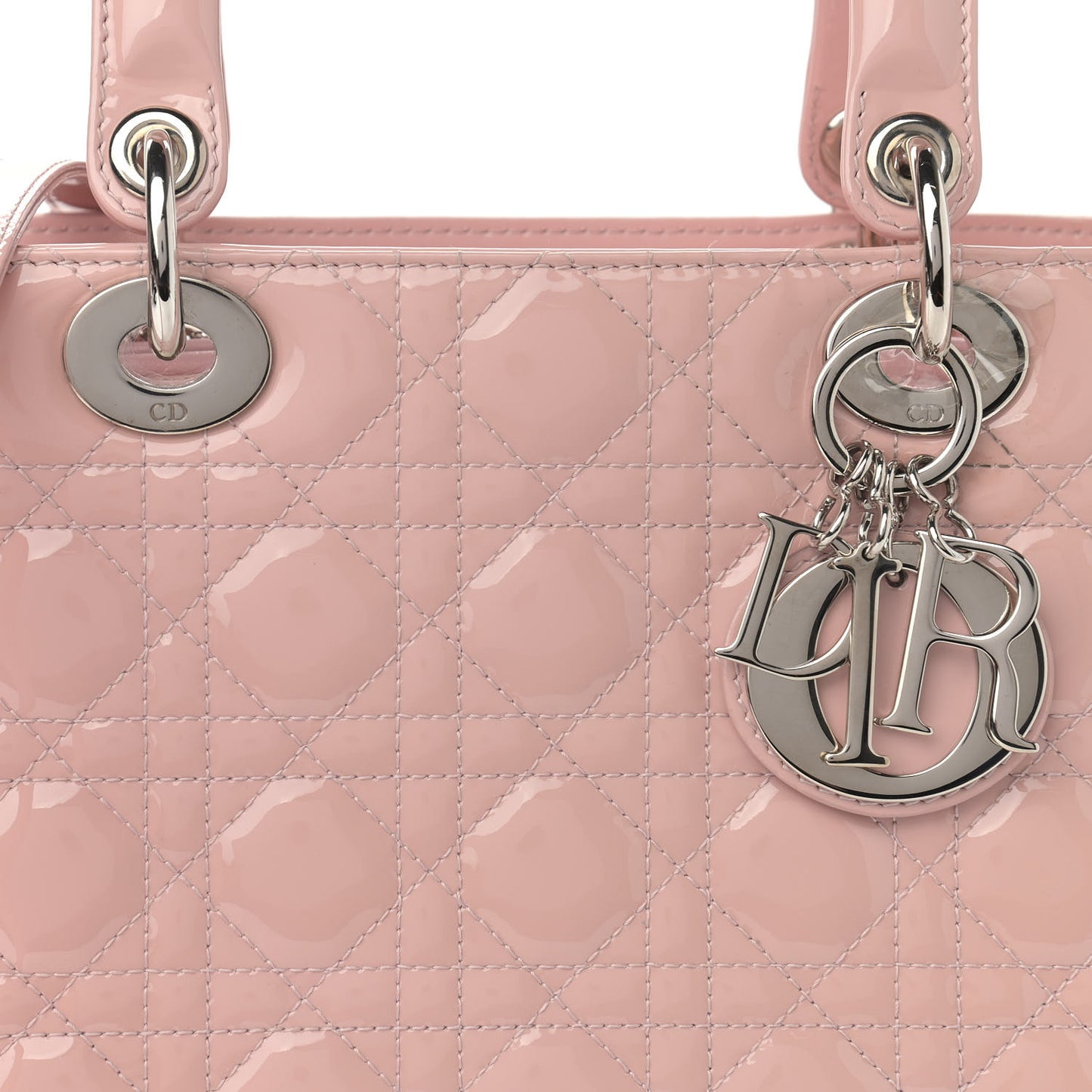 Patent Cannage Medium Lady Dior Rose Clair