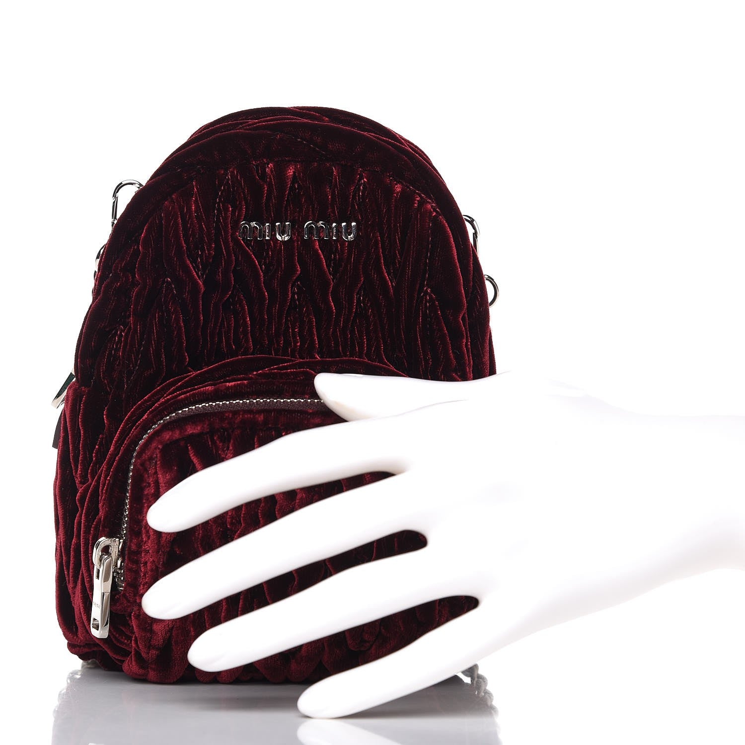 Miu Miu Velluto Matelasse Mini Backpack Bordeaux 3 of 10