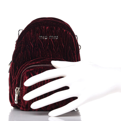 Miu Miu Velluto Matelasse Mini Backpack Bordeaux 3 of 10