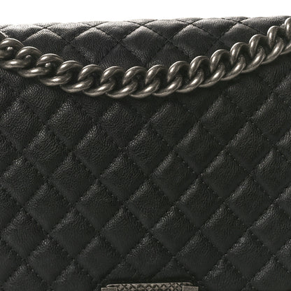 Chanel Goatskin Quilted New Medium Boy Handle Flap Black Black 10 of 12