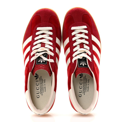 Gucci X ADIDAS Softy Velvet Suede Madeira Demetra Mens Gazelle Sneakers 8 Vulcanic Red Off White Hibiscus Red 2 of 10
