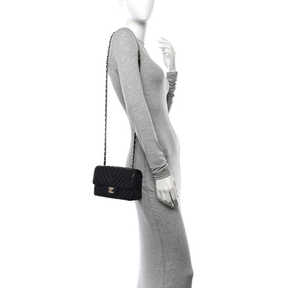 Chanel Lambskin Chevron Quilted Mini Rectangular Flap Black 2 of 11