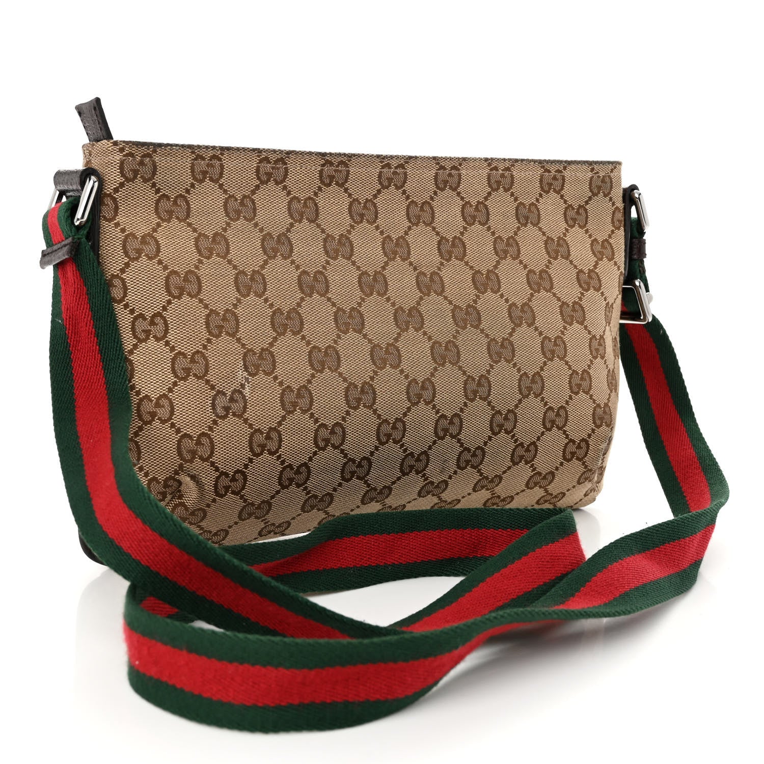 Gucci Monogram Web Small Flat Messenger Crossbody Dark Brown 3 of 10