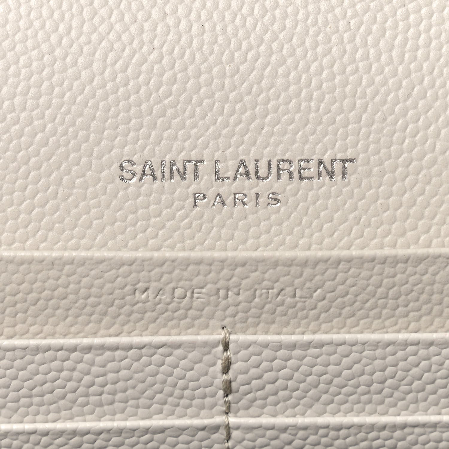 Saint Laurent Grain De Poudre Matelasse Chevron Monogram Chain Wallet White 6 of 10