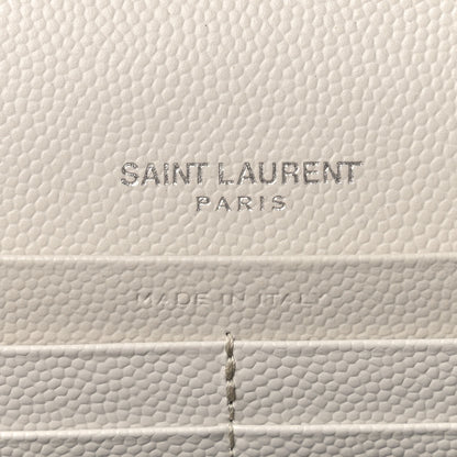Saint Laurent Grain De Poudre Matelasse Chevron Monogram Chain Wallet White 6 of 10